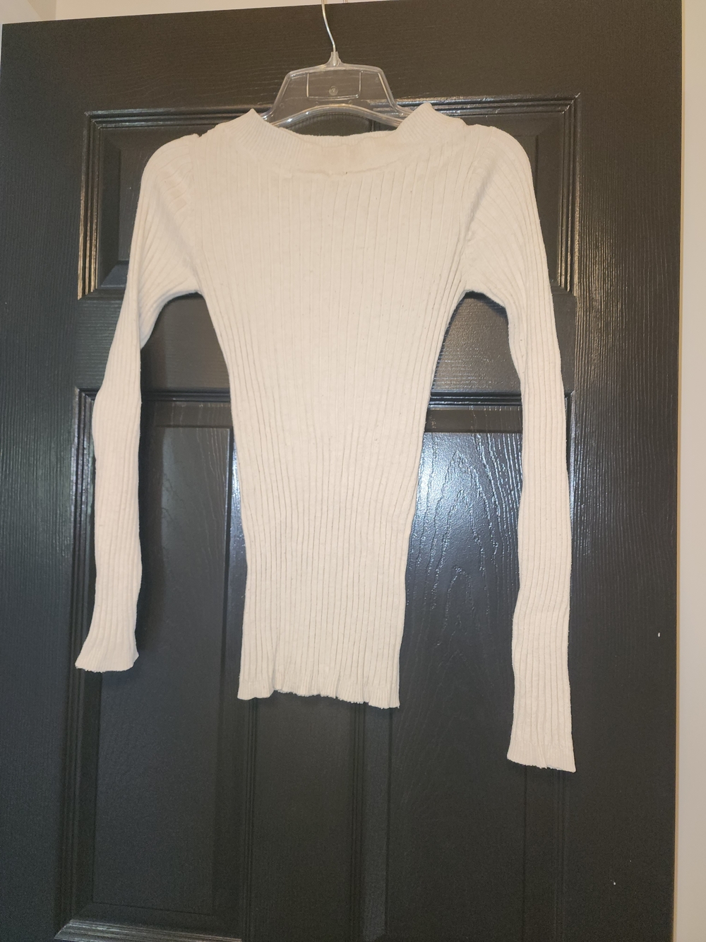 Ribbed Scoop Neck Sweater - Cream